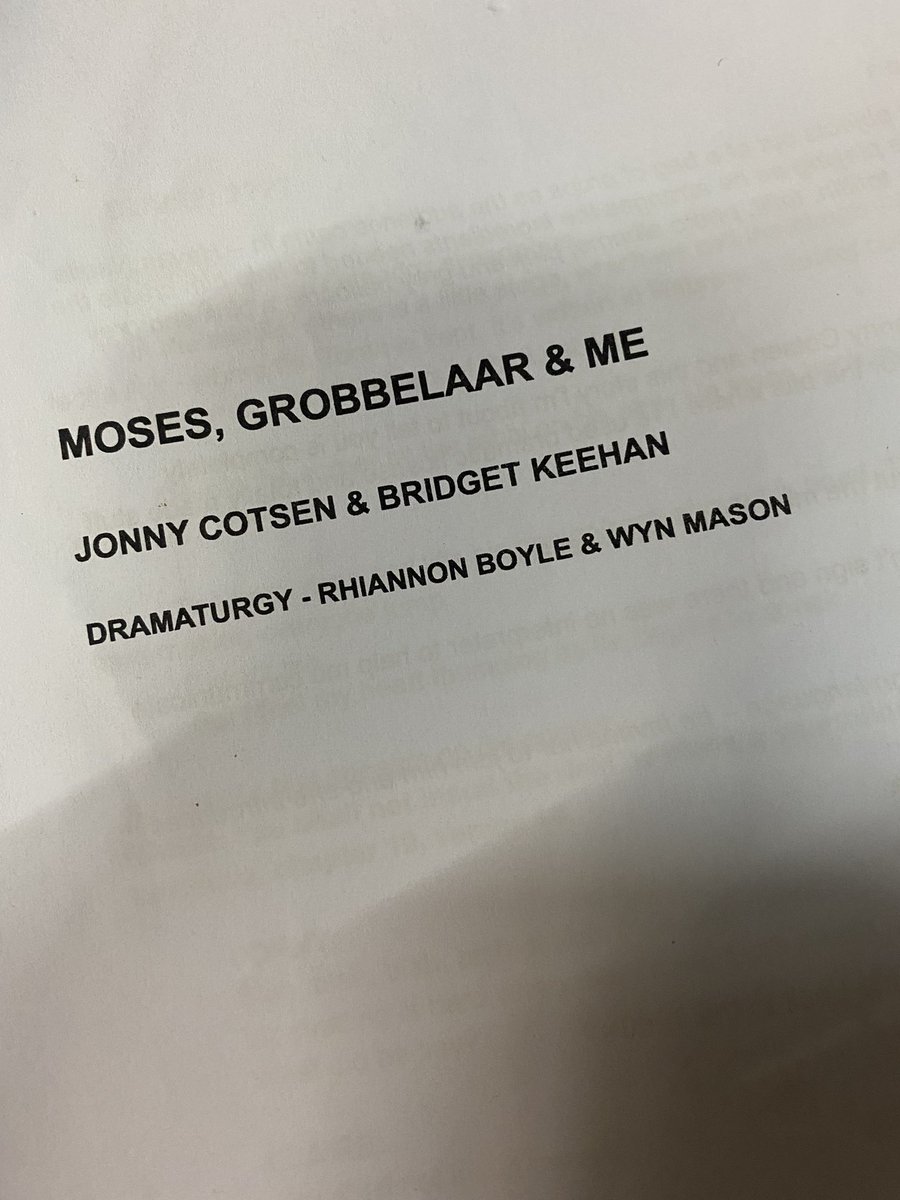 Really looking forward working on the next phase of ‘MOSES, GROBBELAAR &amp; ME’ for the next two weeks with <a href="/bridgetekee/">bridget keehan</a> <a href="/papertrail_org/">Papertrail Theatre</a>. Thanks <a href="/chaptertweets/">Chapter Arts Centre</a> for the space and continuous support
