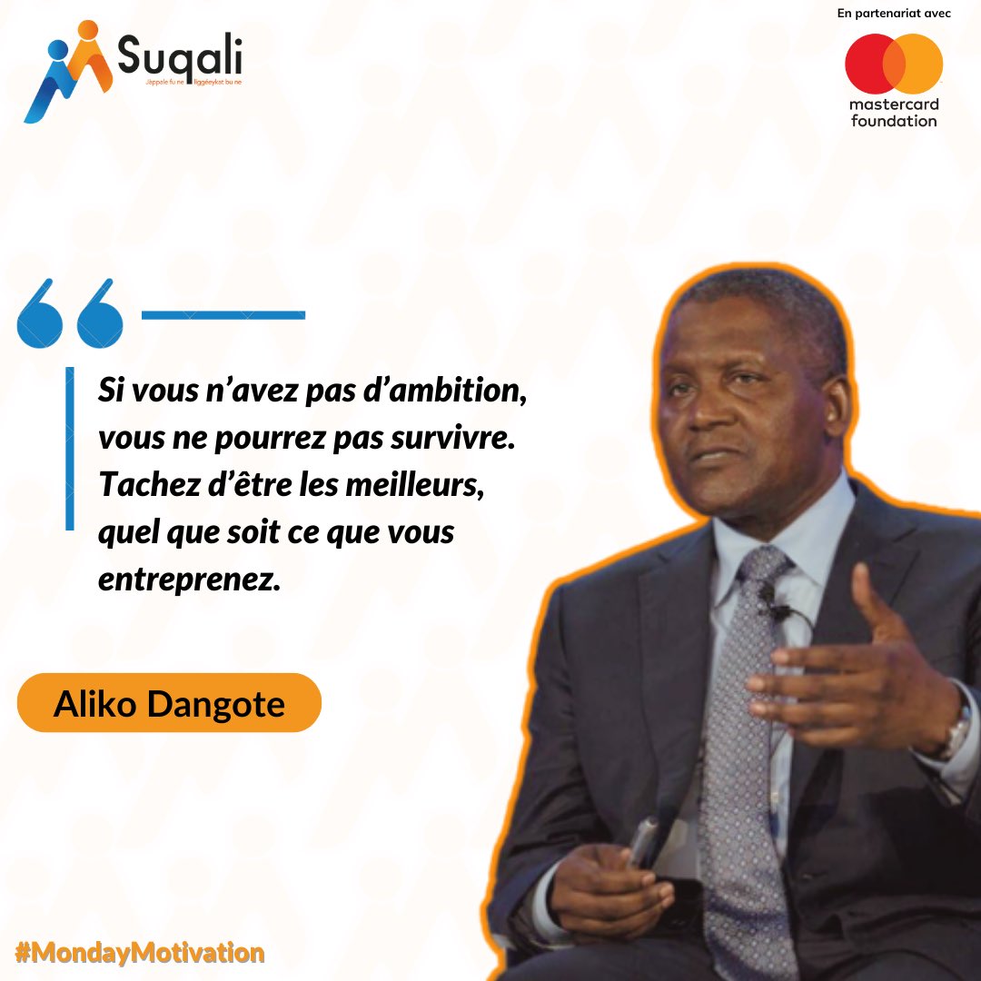 SuqaliSN's tweet photo. 💡En entrepreneuriat, l'ambition est le moteur qui anime la quête d'innovation et de croissance. 

Elle incite les entrepreneurs à rêver en grand, à concevoir des produits et des services qui répondent aux besoins...

#Suqali 
#MastercardFoundation
#YoungAfricaWorks #kebetu https://t.co/gcLzCkj7h6