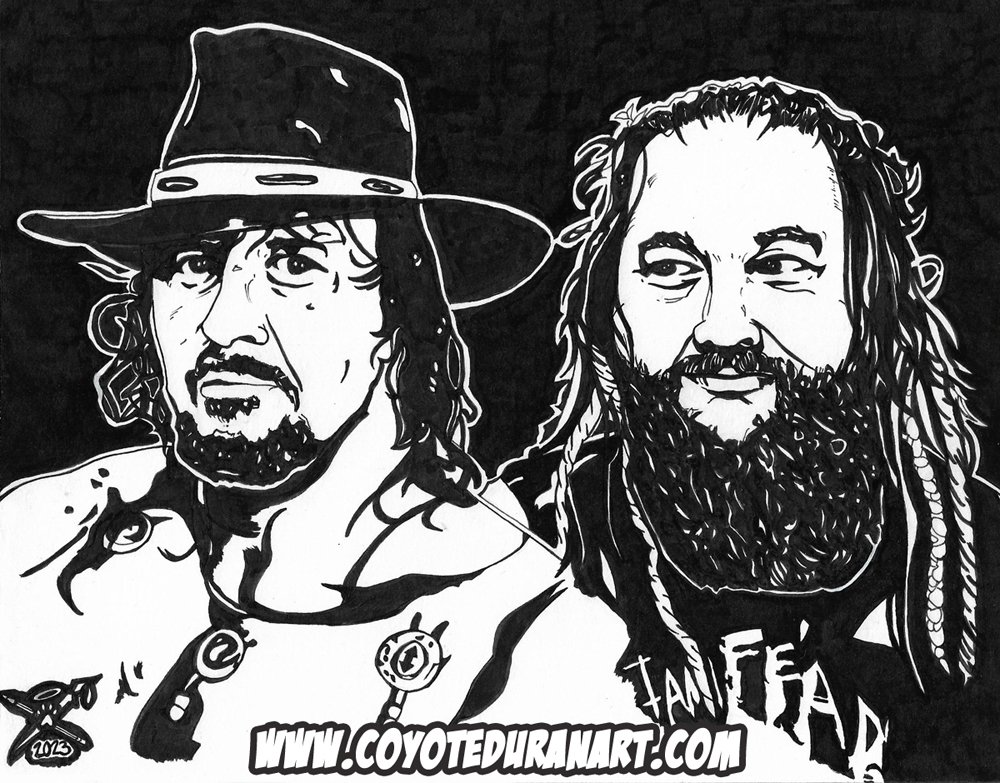 NEW #art! My finished comic book-style, ink rendering of late #ProWrestling legends #TerryFunk and #BrayWyatt.

Please visit https:coyoteduranart.com/2023/09/a-trib… to read the blog.

#TraditionalArt #BrayWyatt #WindhamRotunda #TerryFunk #RIPBrayWyatt #RIPWindhamRotunda #RIPTerryFunk