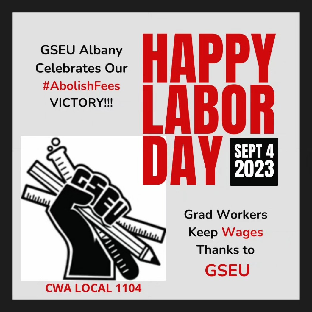 📢GSEU has received confirmation that ALL 650+ Albany graduate workers will now be keeping their earnings! We will no longer pay the university 15% of our paychecks in fees!! UAlbany's pay-to-work #WageTheft scheme has been defeated!!! 😎🎉