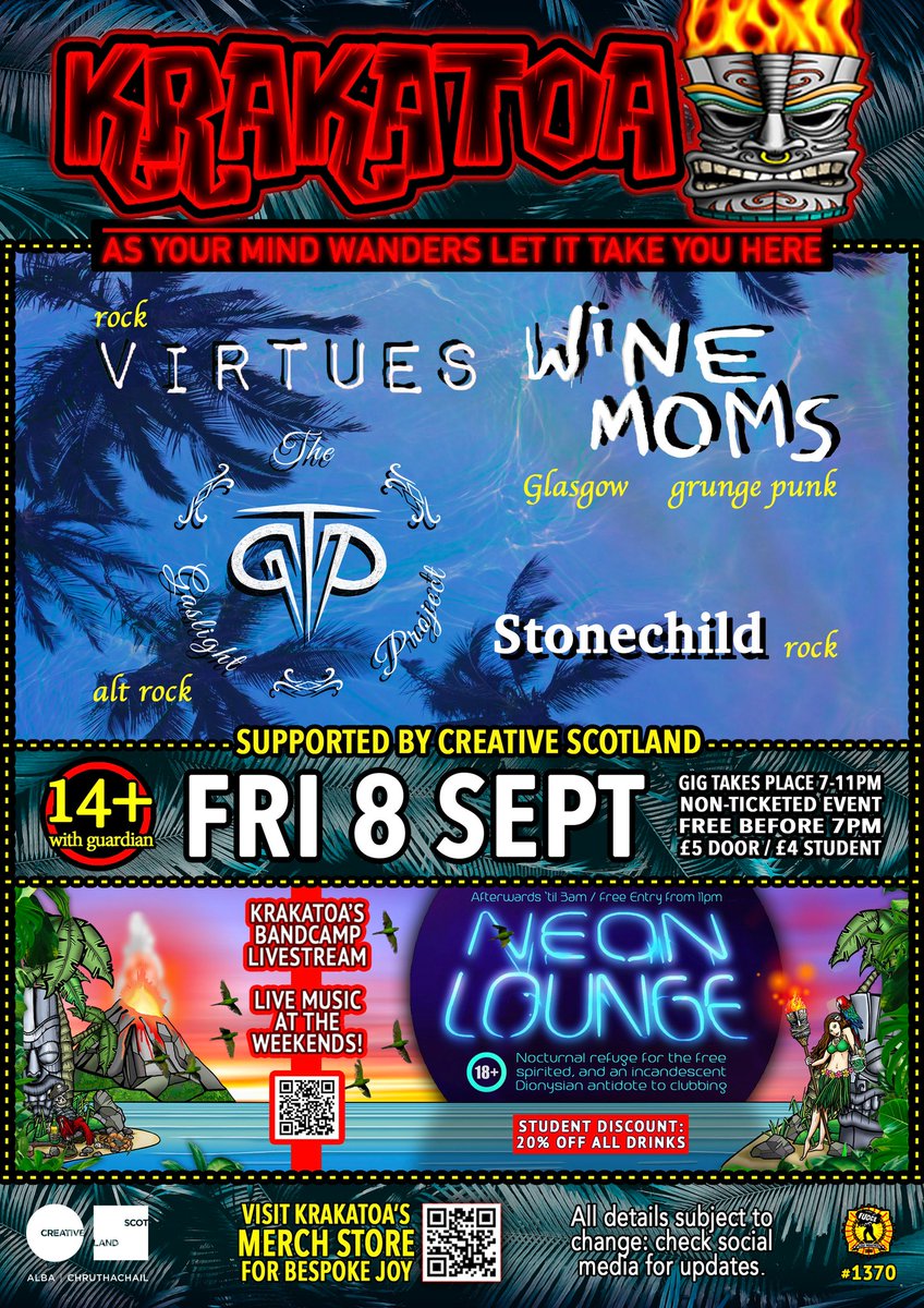 VolcanicTiki's tweet photo. #volcanictiki #fudgeaberdeen #livemusic #virtues #winemons #gaslightproject #stonechild #friday #bands https://t.co/LxGmgK5eDT
