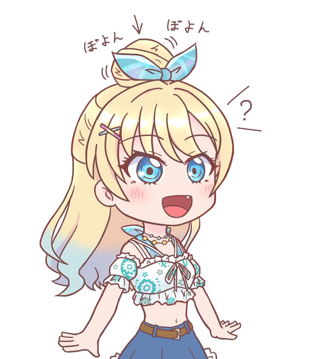 「夏めきペイン衣装の瑠璃乃ちゃん、動くたびに頭のおだんごがぼよんぼよん動いててかわ」|代山SANのイラスト