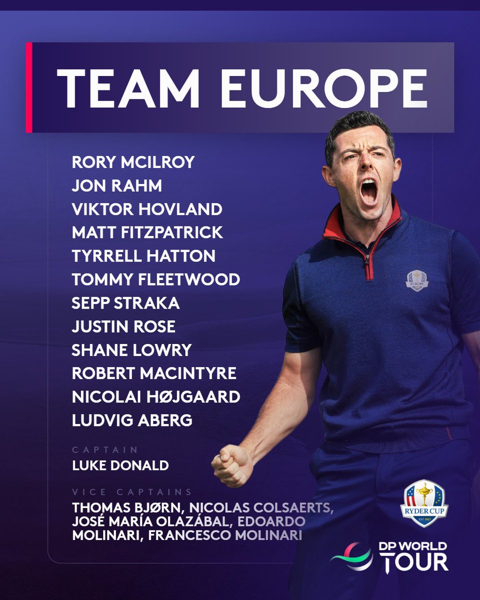 Ryder Cup Team Europe team is confirmed 🔒🇪🇺