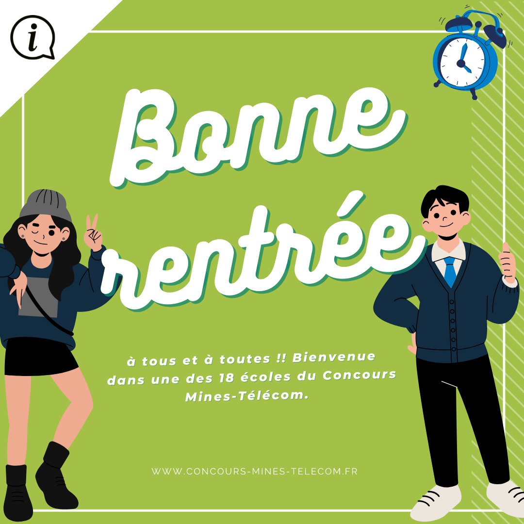 Toute l’équipe du Concours Mines-Télécom vous souhaite à tous et à toutes une très belle rentrée au sein d’une de nos 18 écoles !