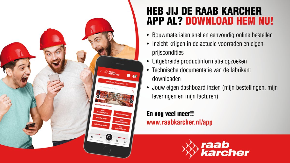 Heb jij onze Raab Karcher app al!
Download hem nu!

raabkarcher.nl/app