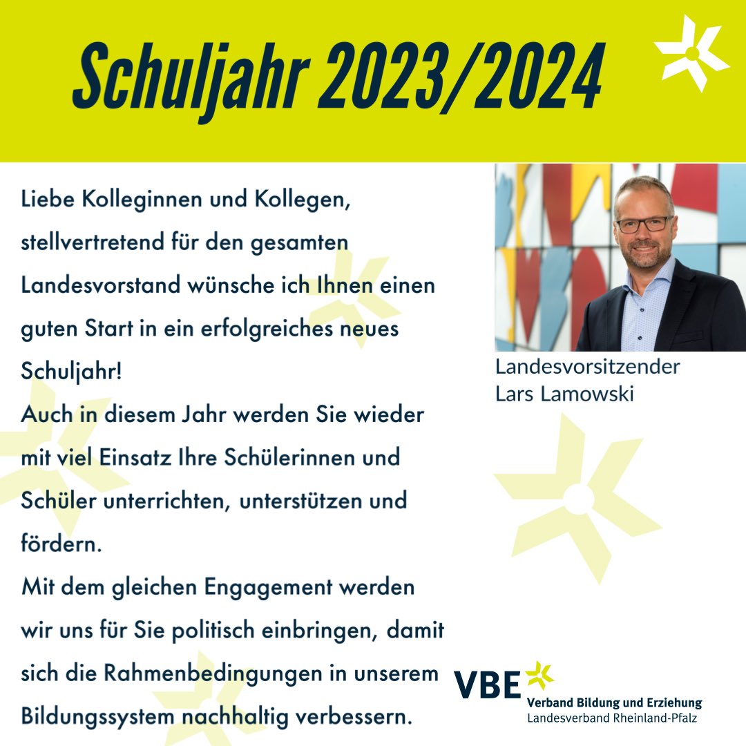 vbe_rp's tweet photo. Wir wünschen euch allen einen guten Start ins neue Schuljahr 🍀👍

@LamowskiLars 
#höchstezeitfürschule🟢👍 
#vbe #bildung #zusammen 🍀 https://t.co/iaxPdimY1R