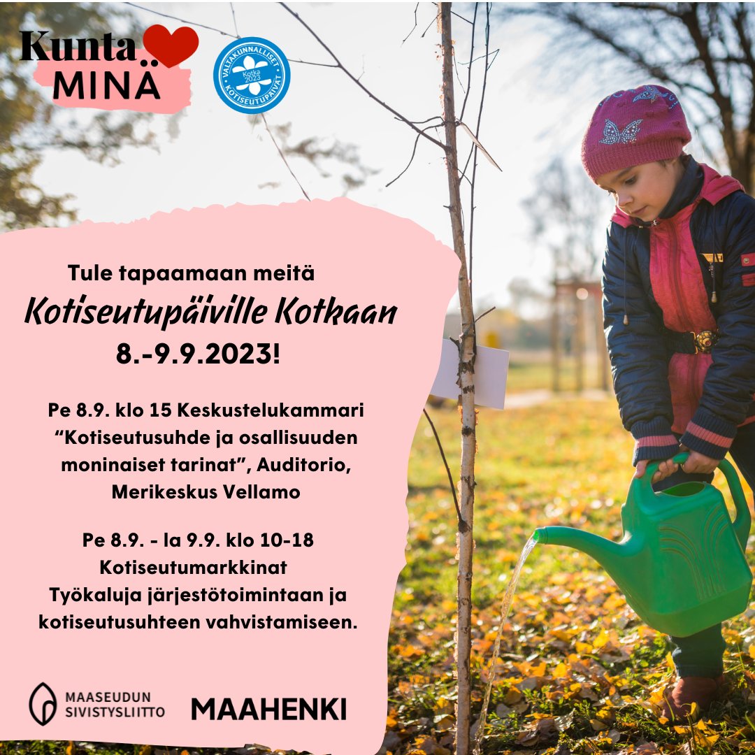 Tule tapaamaan meitä #Kotiseutupäivät Kotkassa 8.-9.9.! Päivien teemana on ”Kotiseutumme: reilusti, rohkeasti ja rakkaudella”. Löydät meidät Satama Areenasta 8.-9.9. ja Keskustelukammarista Merikeskus Wellamosta pe 8.9. klo 15–16.30. Lue lisää: msl.fi/tapahtuma/koti…