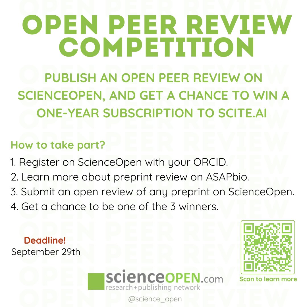 Science_Open's tweet photo. Attending @OASPA's #conference?
Tune in for today's panel discussion on #preprints and get some inspiration on #openpeerreview!
Get inspired and take part in our Open Peer Review Competition!
Explore #prepints on ScienceOpen and start reviewing today!
https://t.co/WgbTQTOzdN https://t.co/t6XPofkzn6
