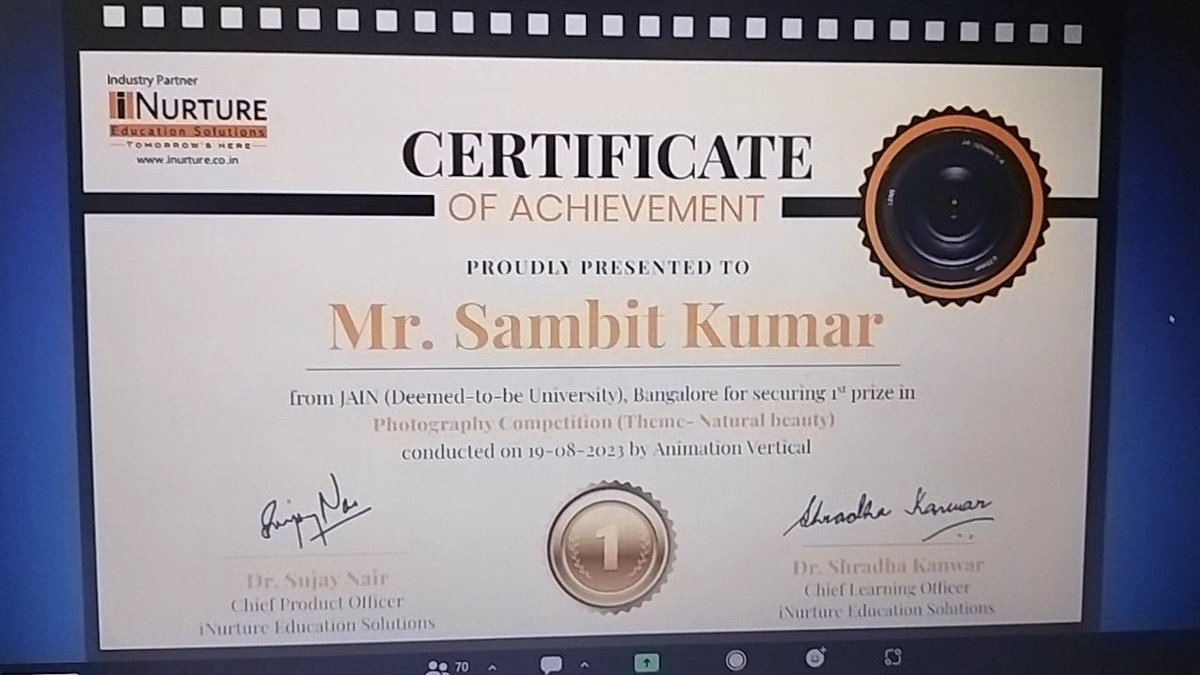 Sambitbisi's tweet photo. Winning the first position in the Pan India Competition by Inurture Education has filled me with an incredible sense of achievement 🏆📷 It's a reminder that hard work, dedication, and a love for capturing moments can truly pay off. Thank you to everyone who supported me🙏❤️ https://t.co/pe4WkSPeva