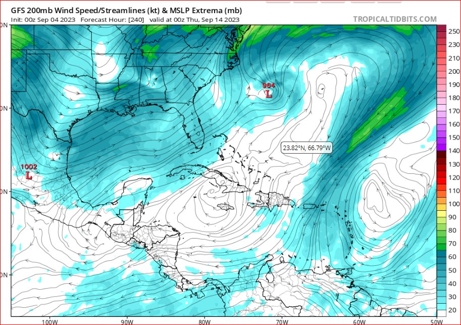 JimCantore's tweet photo. The track into next weekend for #invest95L seems pretty straightforward. Then its likely to recurve to the north per guidance members.  Now the fact we are 7 days out means that could change as could the players in the solution.  Also just because it starts to curve doesn't mean it stays that way, so much to watch after the likely turn. Certainly something to keep an eye on for our friends in #Bermuda.