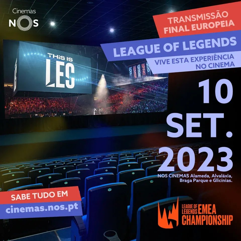 És fã do melhor League of Legends da EMEA? Não vais querer perder a oportunidade de ver as Seasons Finals da #LEC num grande ecrã! 

Não percas, no dia 10 de Setembro Alameda (Porto), Alvaláxia (Lisboa), Braga Parque (Braga) e Glicínias (Aveiro).