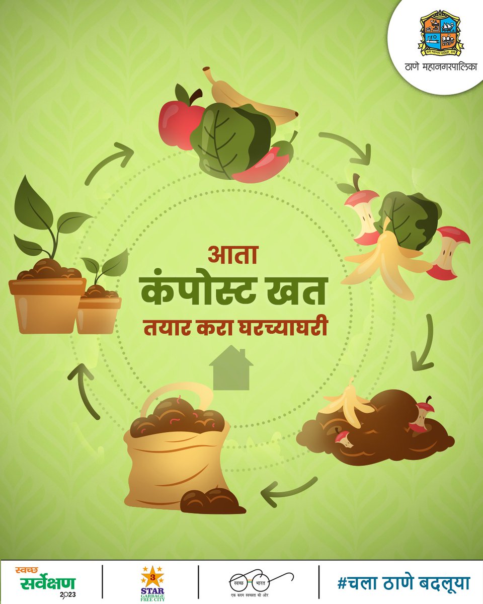 TMCaTweetAway's tweet photo. कंपोस्ट खत घरोघरी तयार करूया, घराला घरपण देऊया! 🌱🏡

#homeComposting #homecompost #homecompostable #homecomposter  
#thanemunicipalcorporation  #HealthyEnvironment #SwachhSurvekshan2023  #IndiavsGarbage  #SwachhBharatMaharashtraMissionUrban #swachhbharaturban #MaharashtraDG https://t.co/574GkfILLS