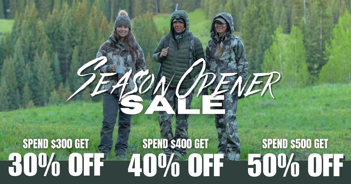 ProisHunting's tweet image. Save up to 50% off all Prois gear during our Season Opener Sale!
👉 Spend $300, get 30% off.
👉 Spend $400, get 40% off.
👉 Spend $500, get 50% off.
Shop & save here! ➡️ proishunting.com