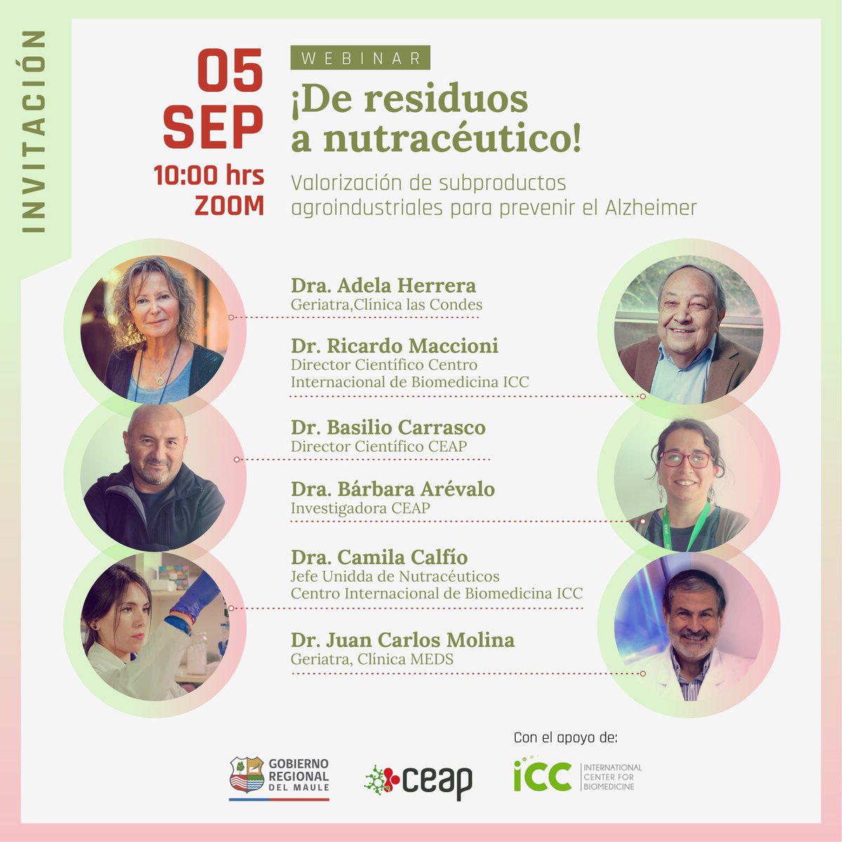 En septiembre se celebra el día mundial del #Alzheimer. En ese cotexto mañana nos reuniremos 👇 a conversar de la enfermedad, de la importancia de su prevención y del desarrollo de un proyecto que estamos desarrollando para potenciar un nutracéutico con residuos agroindustriales