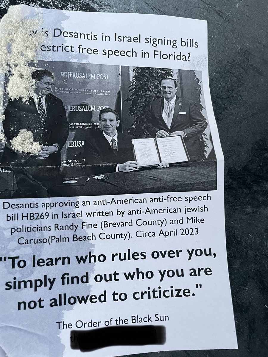 Sent to me by a constituent in Audubon Park who woke up to flyers at their doors from a white supremacist organization. This group refers to FL’s new hate speech law as “communist” and have anti-Semitic, racist, homophobic and transphobic views &amp; content online. It’s disgusting.