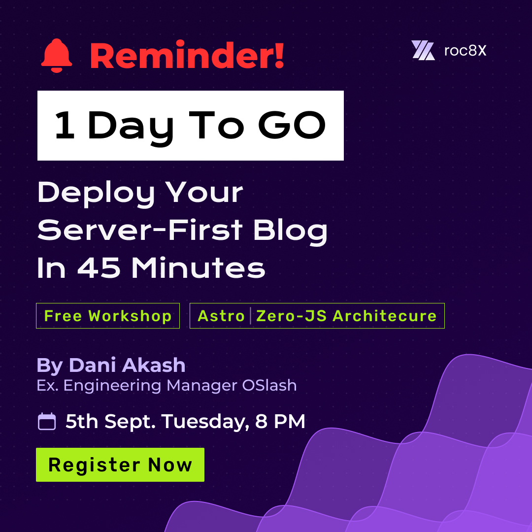 cactroHQ's tweet image. ⏰ Reminder - 1 Day to go!
🚀 Learn to Build high-performance, content-focused websites with zero-js architecture.
✔ Register Now!
#webdevelopment #frontendarchitecture #frontenddeveloper #reactjs #backenddeveloper #javascript