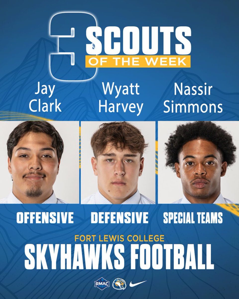 Big shout out to our Scout Team Player's of the Week! 

OL: Jay Clark 
DL: Wyatt Harvey
ST: Nassir Simmons 

#ToTheTop