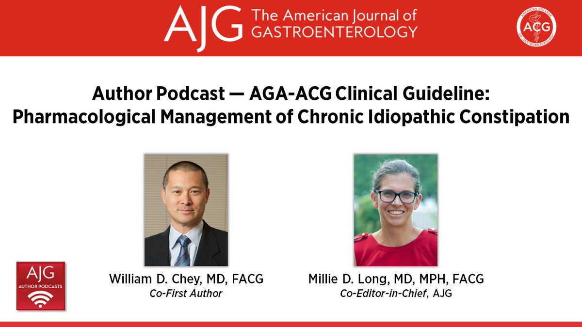 AJG - The American Journal of Gastroenterology (@amjgastro) on Twitter photo 🎙️ Author Podcast 🎙️
AGA-ACG Clinical Guideline: Pharmacological Management of Chronic Idiopathic Constipation
Chang and Chey, et al.
Listen to the podcast: bit.ly/44BIx5o
Read the article in AJG: bit.ly/3qOcqBH
<a href="/umfoodoc/">William Chey</a> <a href="/LinChangMD/">Lin Chang</a> <a href="/MLongMD/">Millie Long</a> 🎙️ Author Podcast 🎙️
AGA-ACG Clinical Guideline: Pharmacological Management of Chronic Idiopathic Constipation
Chang and Chey, et al.
Listen to the podcast: bit.ly/44BIx5o
Read the article in AJG: bit.ly/3qOcqBH
<a href="/umfoodoc/">William Chey</a> <a href="/LinChangMD/">Lin Chang</a> <a href="/MLongMD/">Millie Long</a>