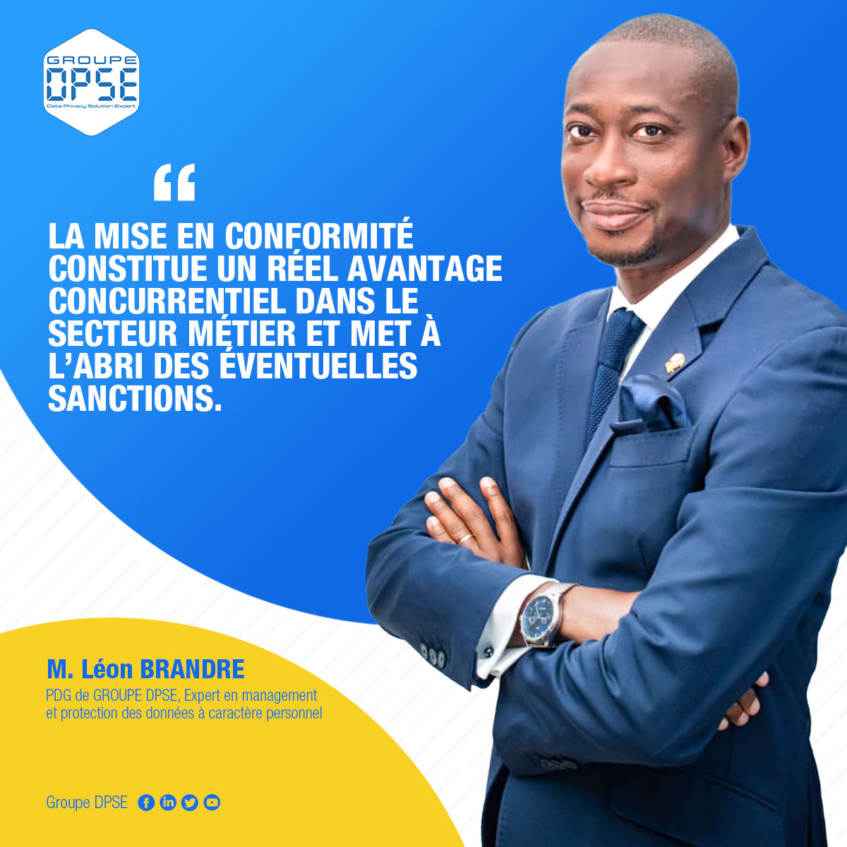 Bon mois de septembre à toutes et à tous !
Retenons ceci :

« La mise en conformité constitue un réel avantage concurrentiel dans le secteur métier et met à l’abri des éventuelles sanctions. »

De : M. Léon BRANDRE

PDG de Groupe DPSE
L’intégralité ici : bit.ly/3EmVi90