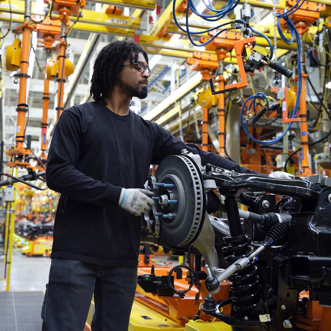 Ford's tweet image. Behind every Ford, there’s a story of craftsmanship and determination. Here’s to our brilliant workers. We’re All In On America. Happy Labor Day!

Preproduction model shown.