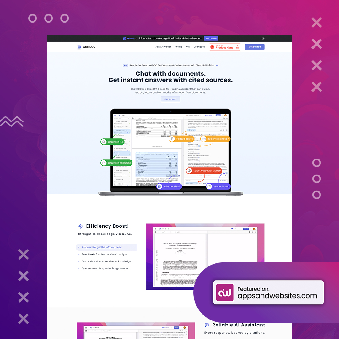 AppsandWebsites's tweet image. Want to extract info from documents effortlessly? 📑💬 Meet ChatDOC! This ChatGPT-powered assistant swiftly finds answers with sources from files. #ChatDOC #EffortlessResearch #DocumentAssistant

Apps&amp;amp;Websites directory has more customer support tools: appsandwebsites.com/directory/ai-t…