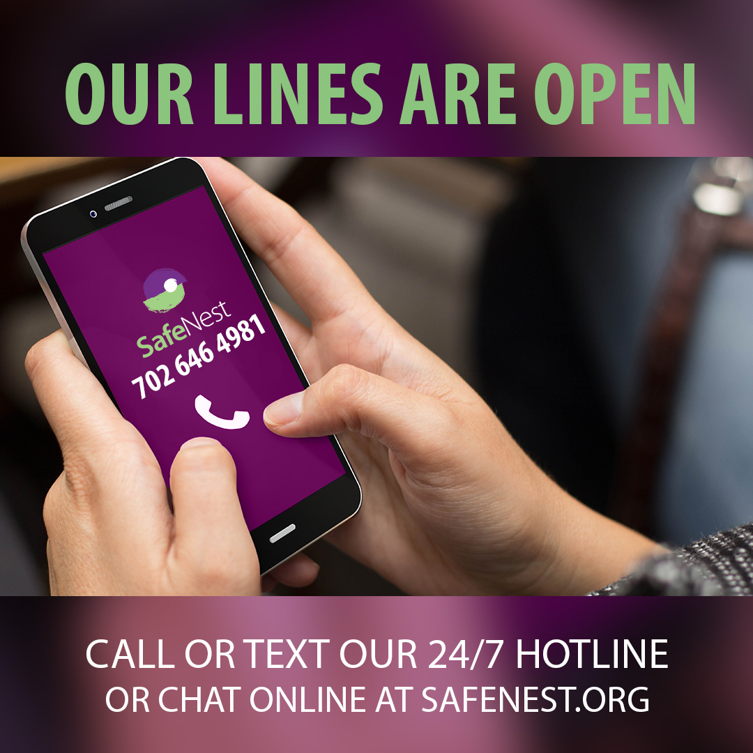 SafeNest's administrative offices are closed today, but our Shelter and Hotline remain open. If you or anyone you know needs help, call or text our 24/7 hotline at 702-646-4981 or chat with us anonymously at safenest.org #youmatter #strongertogether #lasvegas