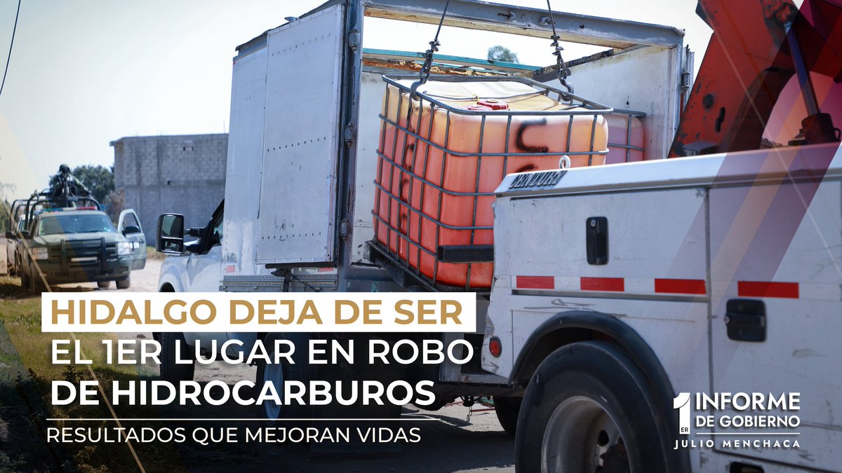 juliomenchaca_'s tweet photo. A través de una estrecha coordinación con el @GobiernoMX, logramos el mayor aseguramiento de hidrocarburos por más de 2 millones de litros para descender del 1er lugar de este acto ilícito.

#1erInformeHidalgo
#ResultadosQueMejoranVidas
#PrimeroElPueblo https://t.co/WUNFuKuzMI