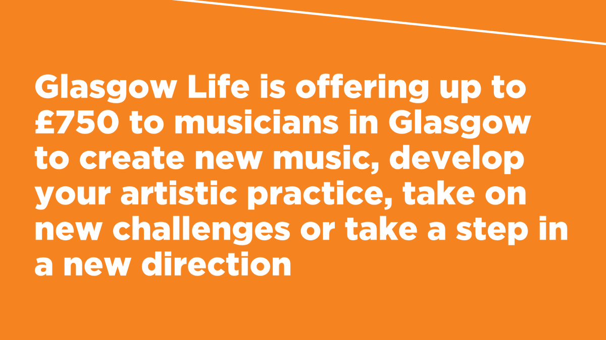 Get up to £750 to create new music 👀

To mark 15 years since Glasgow received the <a href="/UNESCO/">UNESCO 🏛️ #Education #Sciences #Culture 🇺🇳</a> creative city designation, <a href="/glasgowlife/">Glasgow Life</a> is offering up to £750 to musicians through their Musicians Small Awards Scheme 2023/24.

12 October is the deadline! glasgowlife.org.uk/arts-music-and…