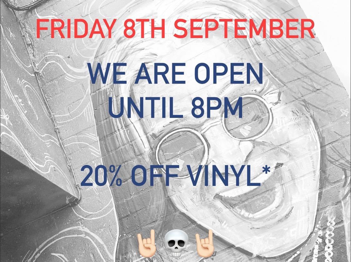 #Moshers! Come over and celebrate the start of the weekend with us. 

*20% off Vinyl after 5pm (not including New Releases, New Arrivals, Pre-orders, and Boxsets) 

#IndieRecordShop #VinylRecords #HeavyMetal #DarkEarth