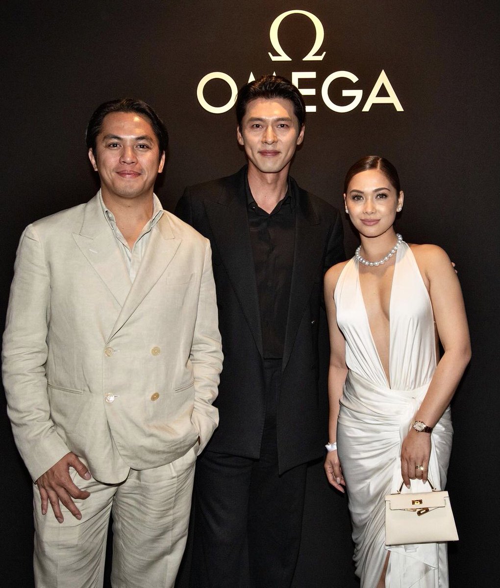 MajaStarvador's tweet image. Maja Salvador &amp;amp; Rambo with the Crush Landing On You star, Hyun Bin.  #OMEGA #OmegaEuropeanMasters