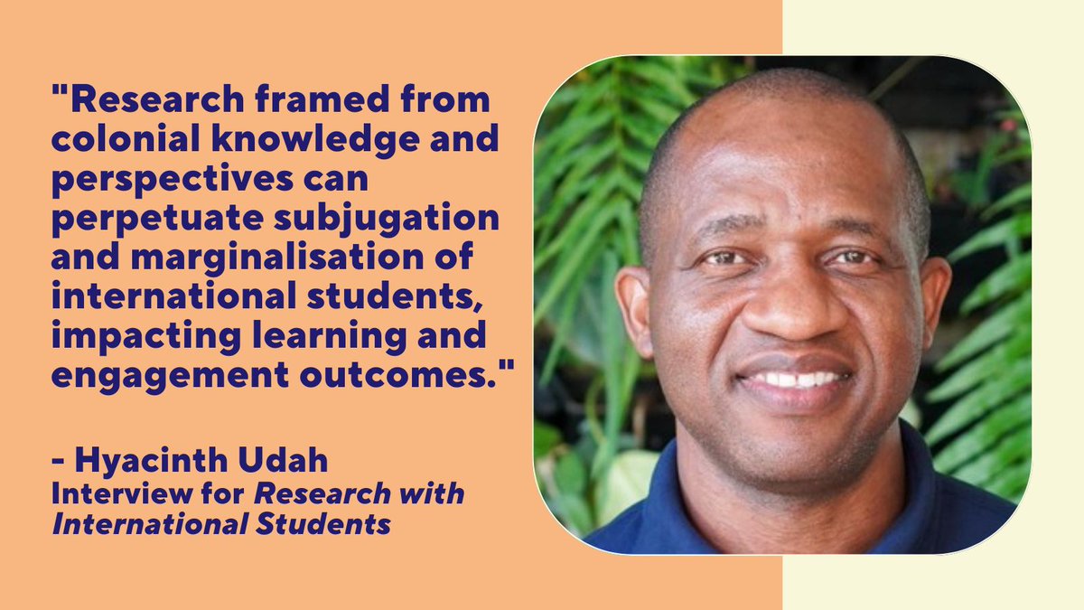 Another lovely researcher interview is on our website, this time from Hyacinth Udah (James Cook University)

He discusses the importance of decolonial approaches to research with international students, previewing his chapter in our upcoming book #RISbook researchintlstudents.com/2023/09/04/int…