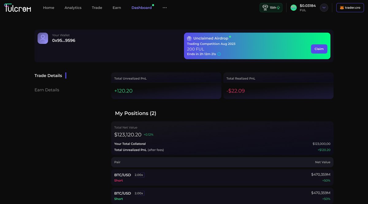 FulcromFinance's tweet photo. π£ Calling Trading Competition winners π£
You can now claim your $FUL rewards on our website π°
1οΈβ£ Go to Dashboard
2οΈβ£ Under Unclaimed Airdrop, click Claim
β³ Deadline: Sep 11, 09:00am UTC
Make sure you're using the same wallet as the Trading Competition one
#CronosTopTrader https://t.co/eBaCh0Lkgz