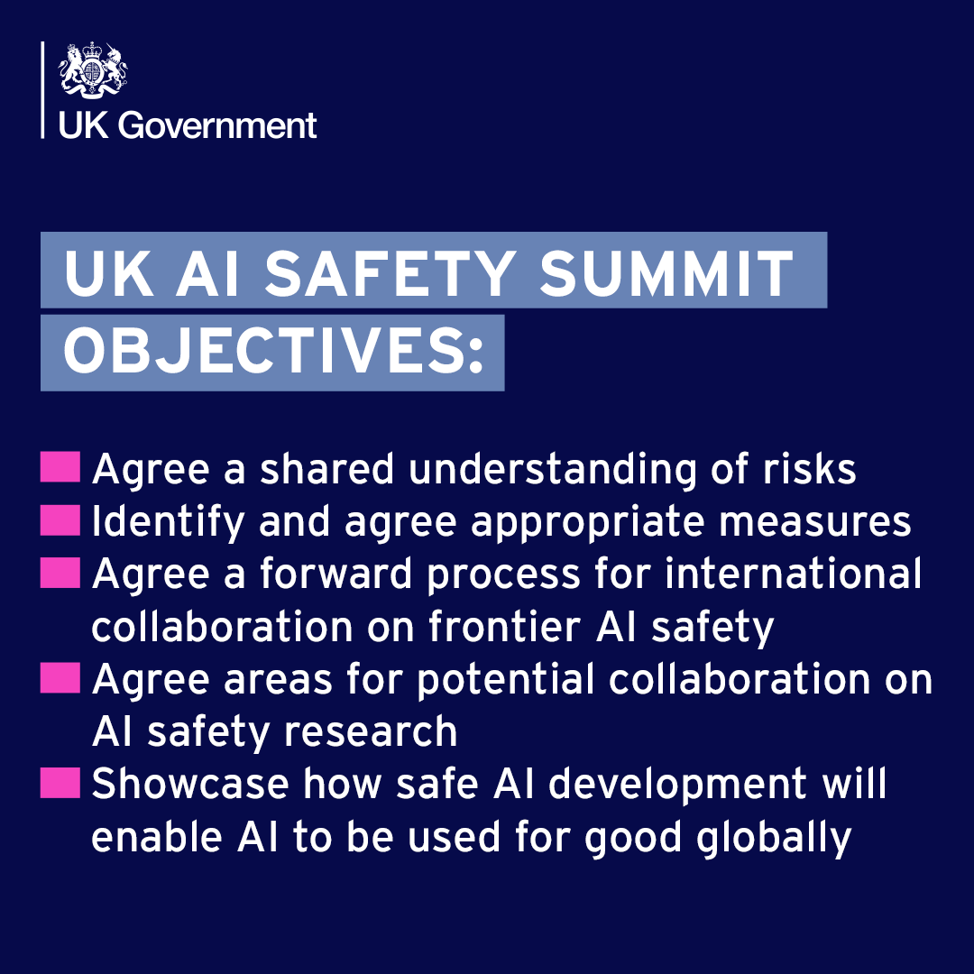 Department for Science, Innovation and Technology (@scitechgovuk) on Twitter photo Today we’ve set out our ambitions for the AI Safety Summit which will take place on the 1st and 2nd November at <a href="/bletchleypark/">Bletchley Park</a>.
Find out more below 👇
gov.uk/government/new… Today we’ve set out our ambitions for the AI Safety Summit which will take place on the 1st and 2nd November at <a href="/bletchleypark/">Bletchley Park</a>.
Find out more below 👇
gov.uk/government/new…