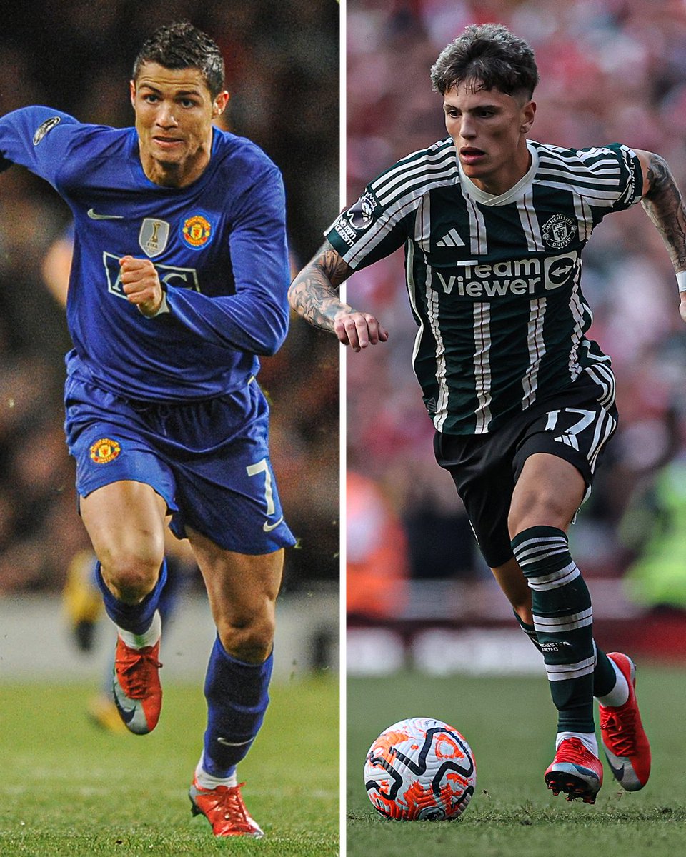 ESPNFC's tweet photo. Alejandro Garnacho wore the same boots Cristiano Ronaldo wore in the 2009 Champions League semifinal vs. Arsenal 🌟 https://t.co/Toptal0aJ9