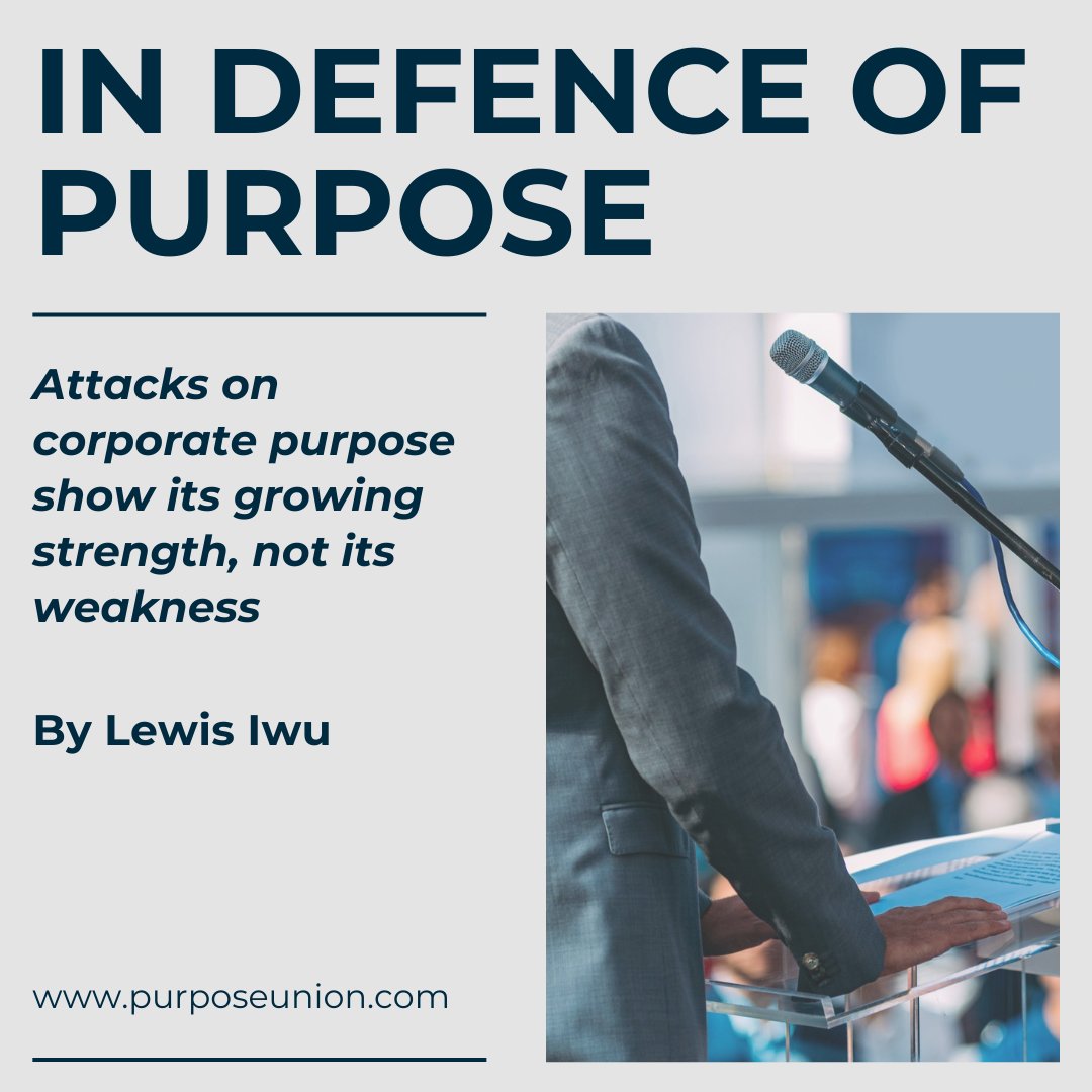 ❗️New Article: In Defence of Purpose 💡

In his latest piece, CEO and Co-Founder <a href="/lewisiwu/">Lewis Iwu</a> discusses the challenges facing purpose-driven businesses today.

Read now: purposeunion.com/viewspurpose/i… #purpose