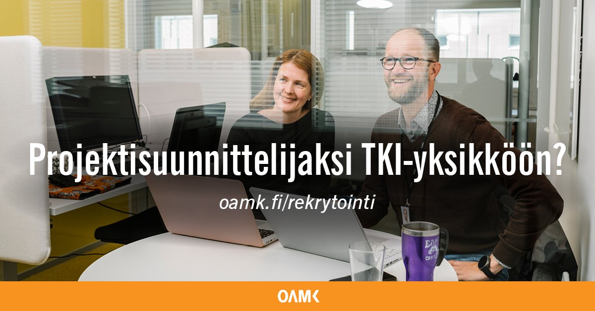 Onko sinulla vahva kokemus miehittämättömästä ilmailusta ja tunnetko sen lainsäädännön? Tule projektisuunnittelijaksi TKI-yksikköömme lentämisen, ohjelmoinnin ja projektinhallinnan tehtäviin! Lue tehtävästä lisää ja hae viimeistään 18.9. 👉 ats.talentadore.com/apply/projekti… #oamk #rekry