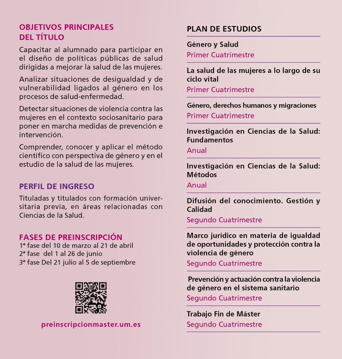María del Mar Pastor (@marpastorbravo) on Twitter photo Últimos dias para preinscribirse en el máster en salud mujer y cuidados de la <a href="/umuenfermeria/">Facultad de Enfermería. Universidad de Murcia</a> #MásterOficial #MasterSemipresencial preinscripcionmaster.um.es Últimos dias para preinscribirse en el máster en salud mujer y cuidados de la <a href="/umuenfermeria/">Facultad de Enfermería. Universidad de Murcia</a> #MásterOficial #MasterSemipresencial preinscripcionmaster.um.es