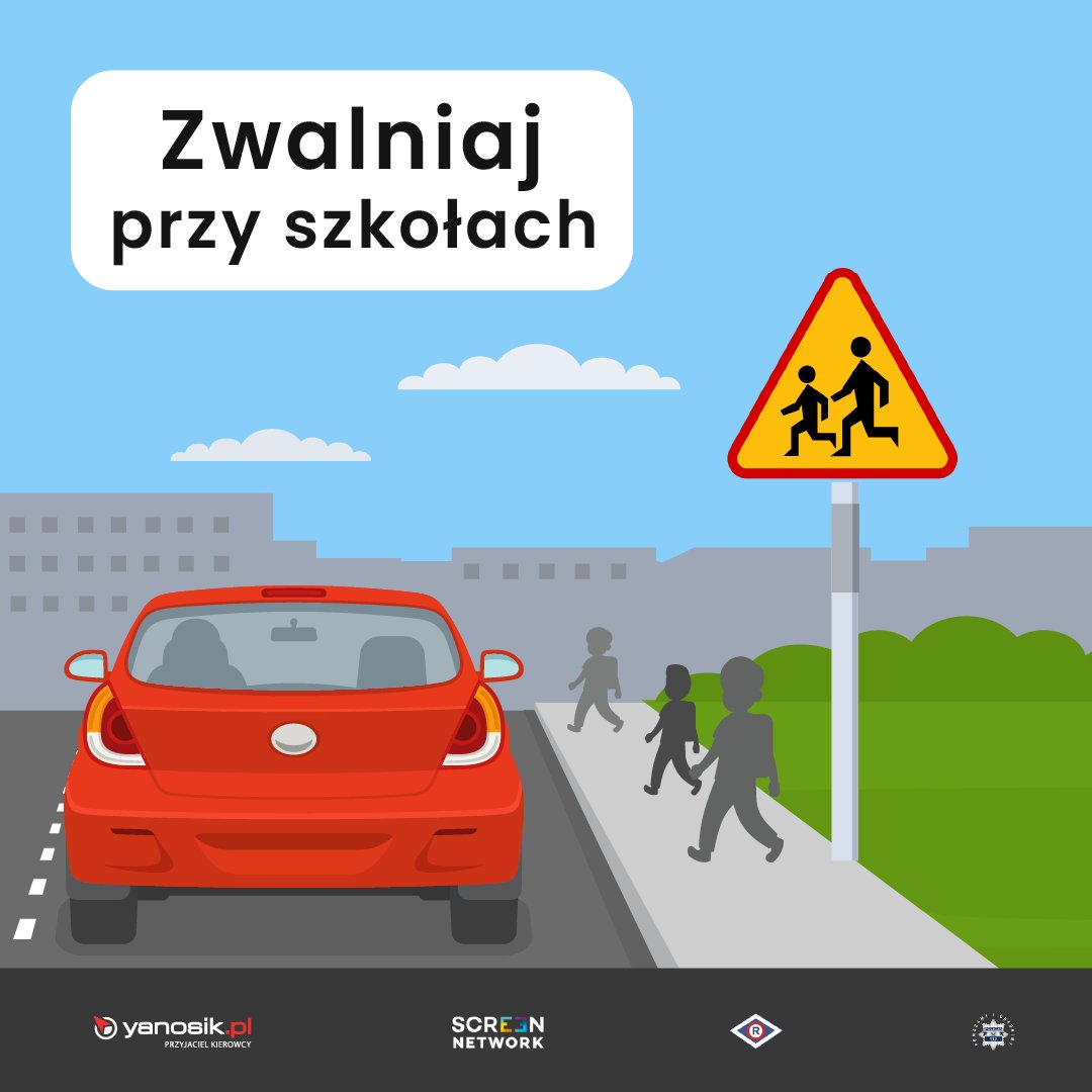 Wraz z @PolskaPolicja i Screen Network ruszamy z akcją Zwalniaj przy szkołach. 🏫 Bądź odpowiedzialny i uważaj na najmłodszych uczestników ruchu.❤️ Przy wybranych szkołach aplikacja #Yanosik przypomni o zachowaniu ostrożności.🚸 Akcja potrwa do 30.09 bit.ly/44ASkbN