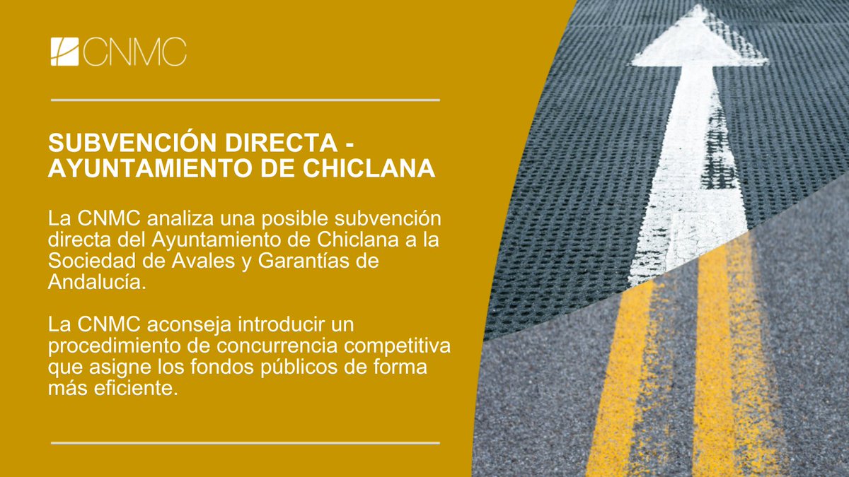 CNMC_ES's tweet photo. #PromoCompetencia| La CNMC analiza una posible #subvención directa del Ayuntamiento de Chiclana a la Sociedad de Avales y Garantías de Andalucía.
📃NP: https://t.co/lBPTTNKHBF https://t.co/lpBuTRdg5T