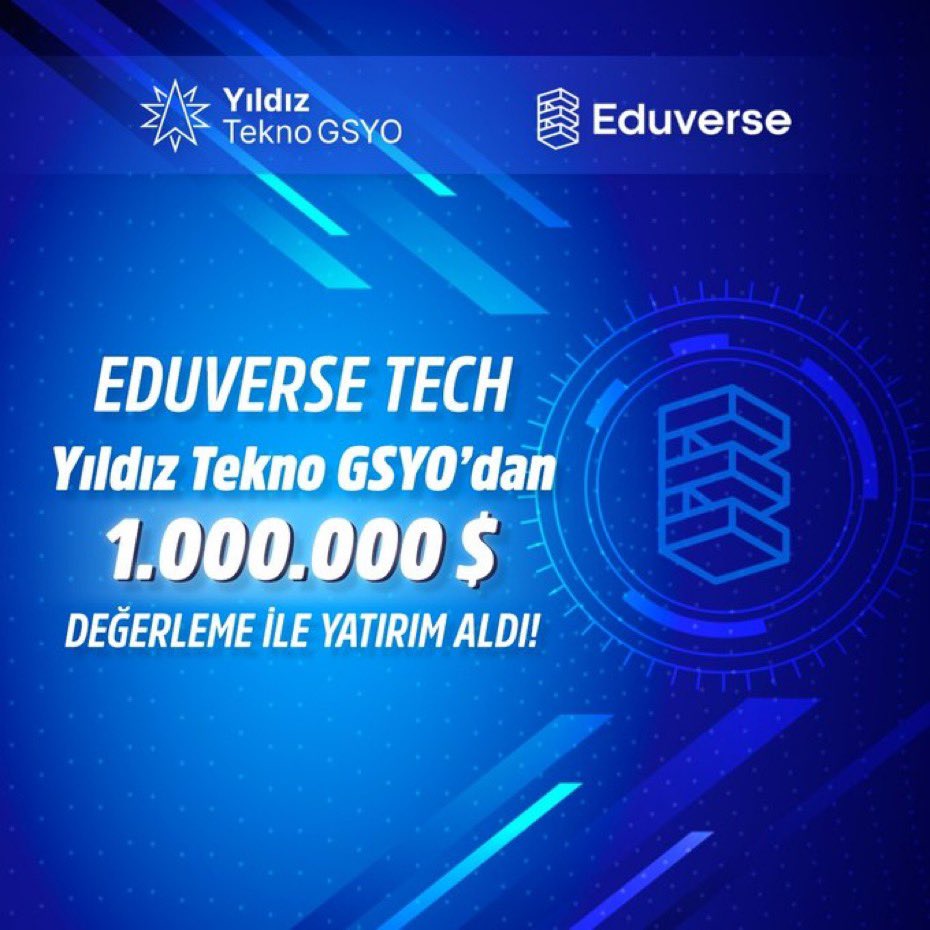 Girişimler YTÜ Yıldız Teknopark’ta doğar, Yıldız Tekno GSYO ile parlar! ⭐️

Metaverse alanında hizmet veren Eduverse Tech, Yıldız Tekno GSYO’dan 1M$ değerleme ile yatırım aldı. 

YTÜ’de Araştırma, İnovasyon, Teknoloji ve Ticarileşme bir bütündür. 

#ARGEdeLiderYTÜ