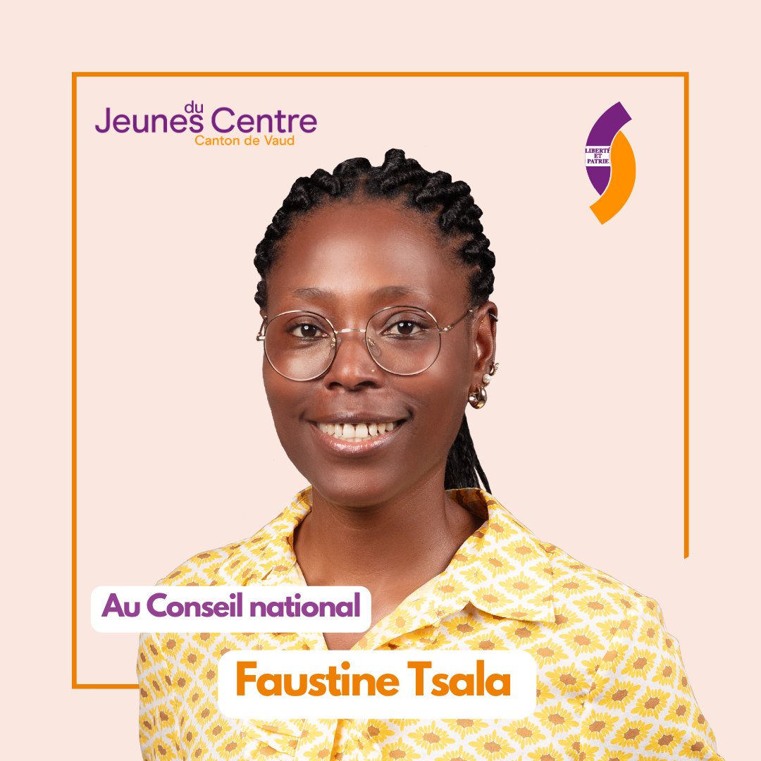 jdcVaud's tweet photo. 🟠 Faustine Tsala (Liste 1)
Présidente des Jeunes du Centre Vaud

« Je m’engage pour une politique plus humaine. Pour que l’humain soit toujours mis au centre de chaque prise de décision : environnementale, économique, sociale et sanitaire.»

#ef2023🌟 https://t.co/MgBHjHXm37