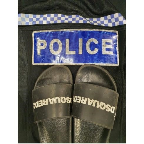 *LOST PROPERTY*
During a foot chase with officers in West Molesey, a male has lost this pair of “sliders”. Officers are keen to return them to him. If these are yours, please attend your local Police station where they will happily be returned.  👍