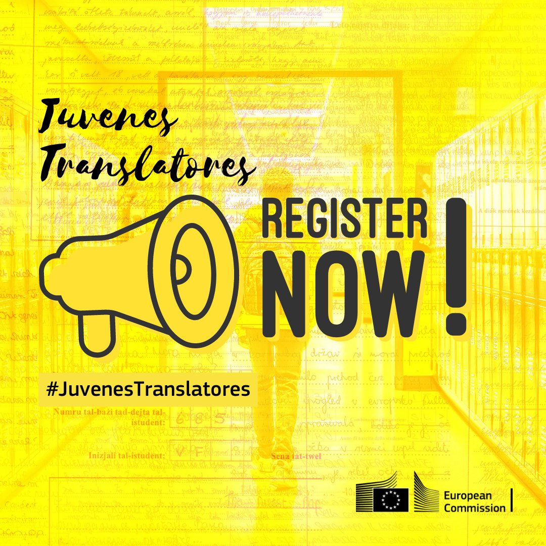 Registration for #JuvenesTranslatores 2023 is now open! 🎉 
🗓️ You can register your school from 04 September - until 16 October, 2023. ⚠️Only schools/teachers may register their school - not students.
👉 Go to our website 🔗 ec.europa.eu/translatores
#Translation #languages #xl8