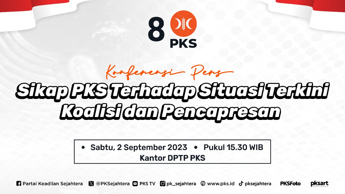 Saksikan Konferensi Pers Terkait Pernyataan Sikap PKS Hari Ini  Disiarkan live di channel YouTube PKSTV

youtube.com/watch?v=ebDVVR…

#PKSpembelaRakyat #PKS
