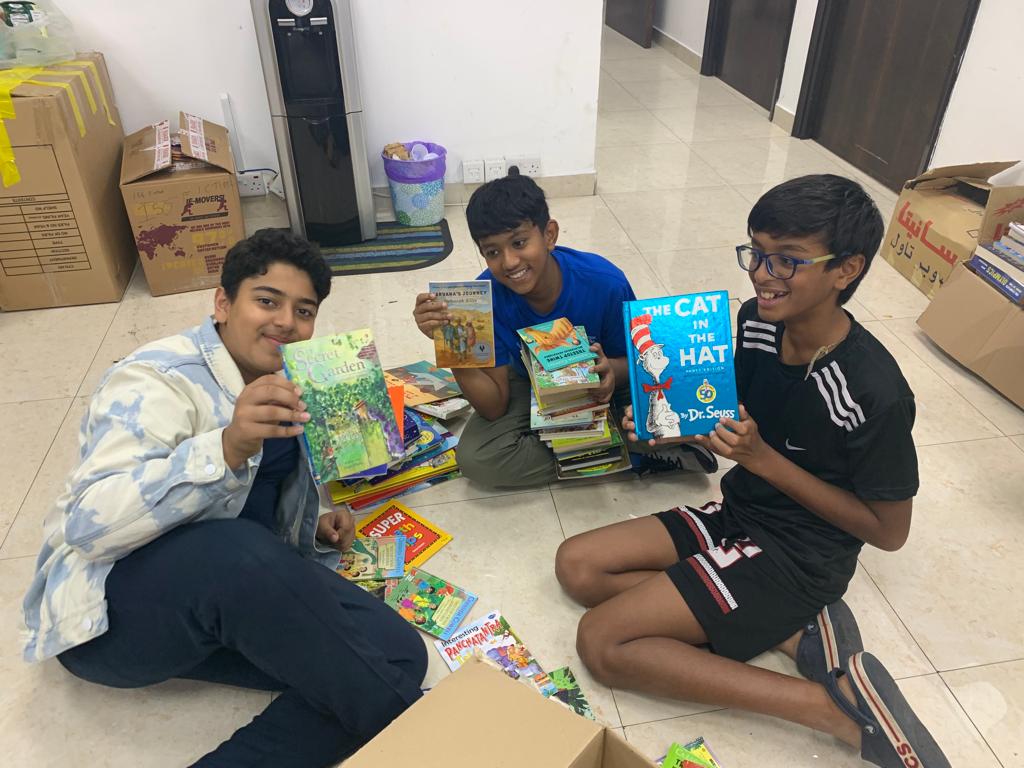 "Pages of Joy" is an initiative by 4 students of 8H: Vrishank, Nehal, Ishaan and Samarth. In collaboration with their partners, they collected 6500 books and successfully brought to life a library in a government school in suburban Chennai during the first week of August '23.