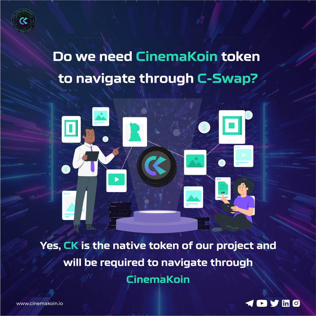 cinema_koin's tweet photo. CinemaKoin or CK Token is the entry point of our ecosytem.
#crypto #bitcoin #blockchain #btc #eth #nft #vda #cryptocurrency #ethereum #nfts #art #cinemakoin #ck #cinemachain #cswap #cinemarketplace #cryptomarket #CryptoNews #Cryptos #cryptotrader #CryptoCommunity #cryptothing https://t.co/kUThK4chlN