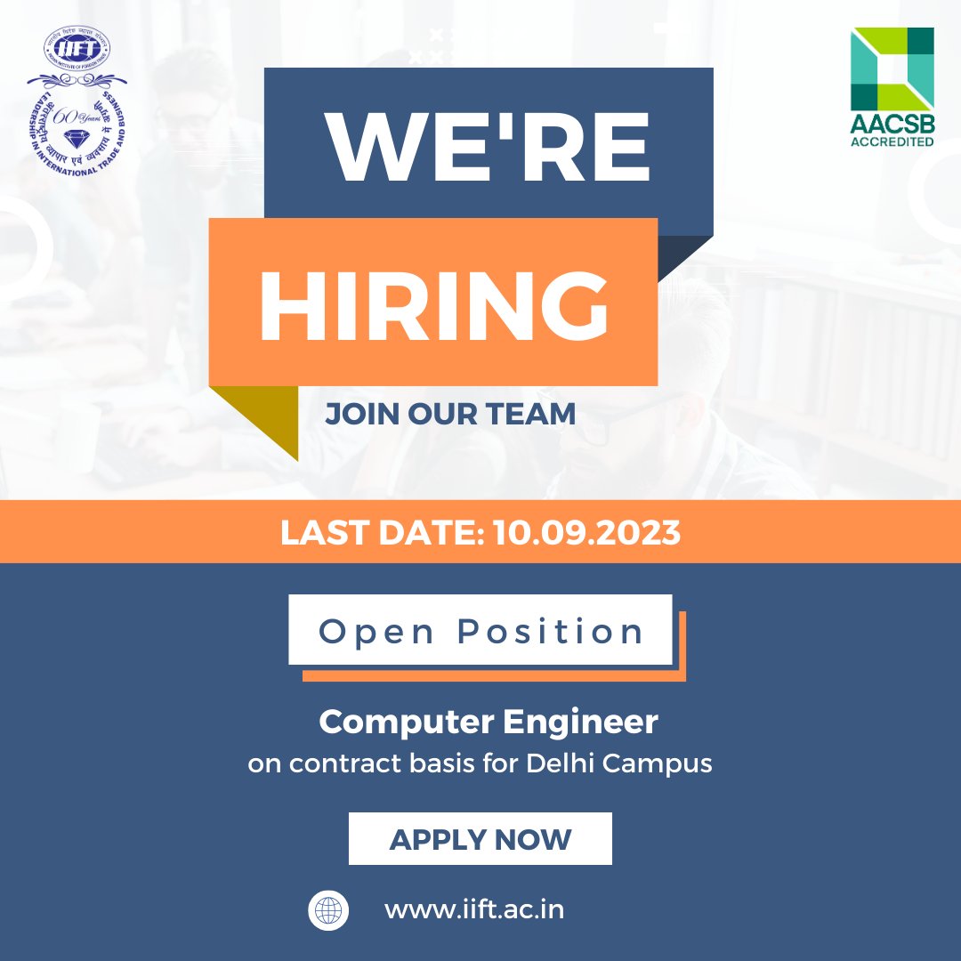 IIFT is hiring!
#HIRINGNOW  #assistantregistrar #professor #computerengineer #engineer #opening #iifthiring #