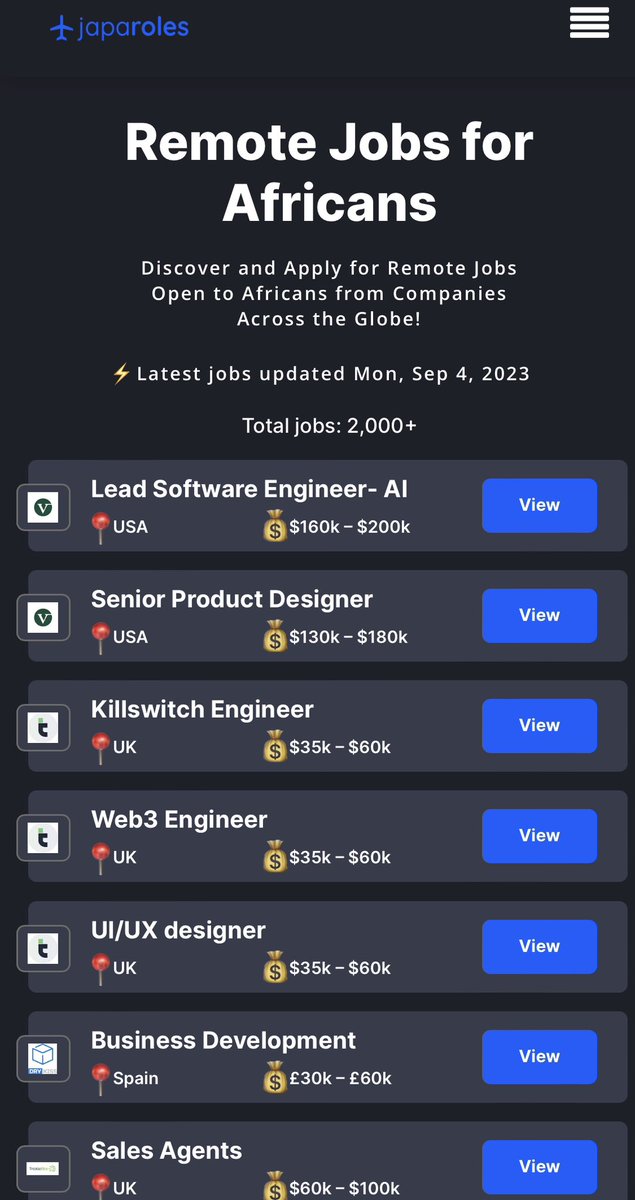 japarole's tweet photo. ⚡️New remote jobs 👇🏽
https://t.co/wBgdWsD7ur https://t.co/QkdJjn0g62