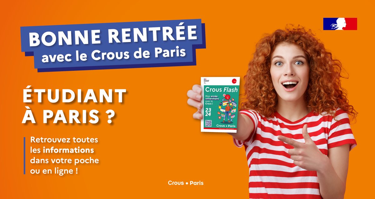 #RENTRÉE🌞Bonne rentrée 2023 !

⚡️ Pour bien commencer l’année, le Crous de Paris lance son #guide de rentrée 2023-2024 : #CrousFlash !

👩‍🎓👨‍🎓 #Restauration, #logement, #culture, #social, #CVEC… retrouvez tous les dispositifs, aides et services 

👉 crous-paris.fr/2023/08/30/la-…
