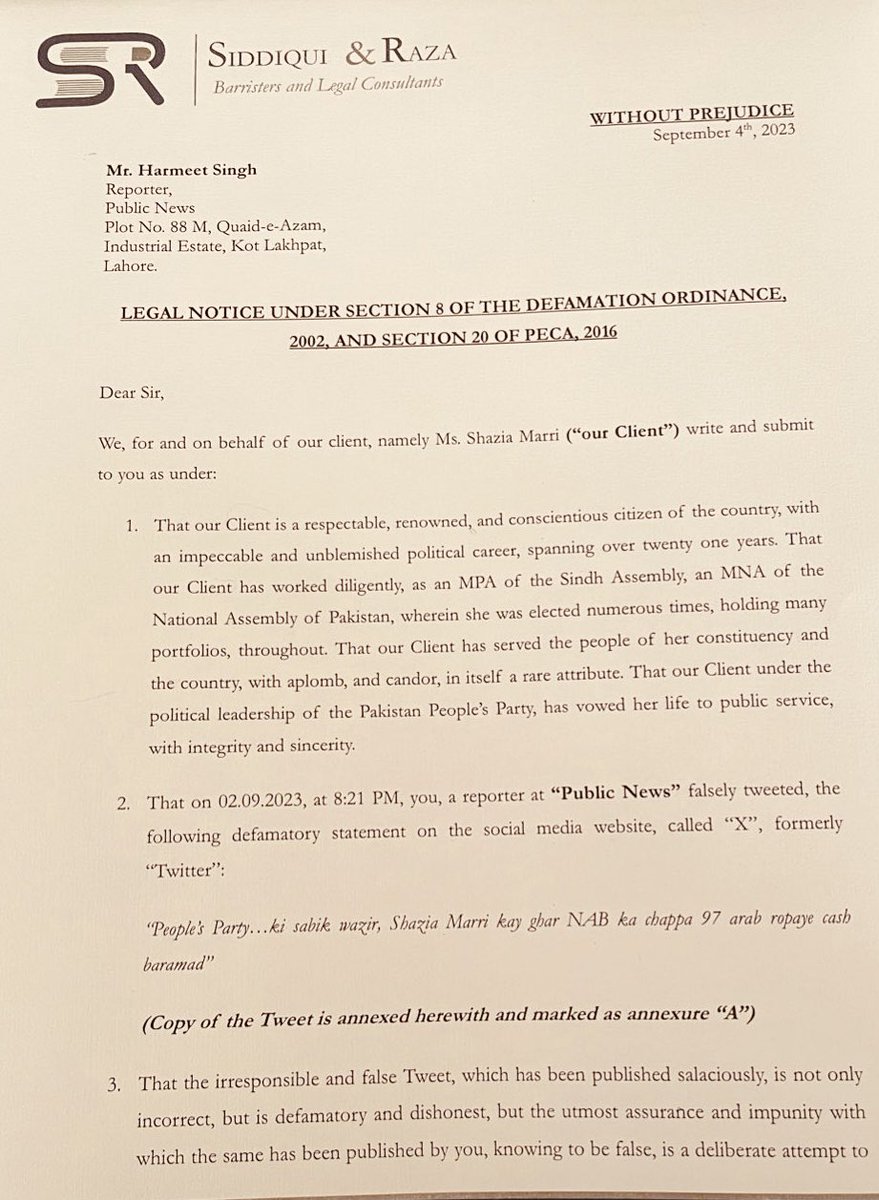 ShaziaAttaMarri's tweet photo. Legal notice being sent to all peddlers of fake&amp; baseless news about me.I’m proud of the fact that in my 21yrs of political journey,I’ve worked hard with sincerity&amp; dedication. My conscience is satisfied that both as an elected member&amp; minister,I’ve served the ppl with integrity. https://t.co/0la042Xtwa